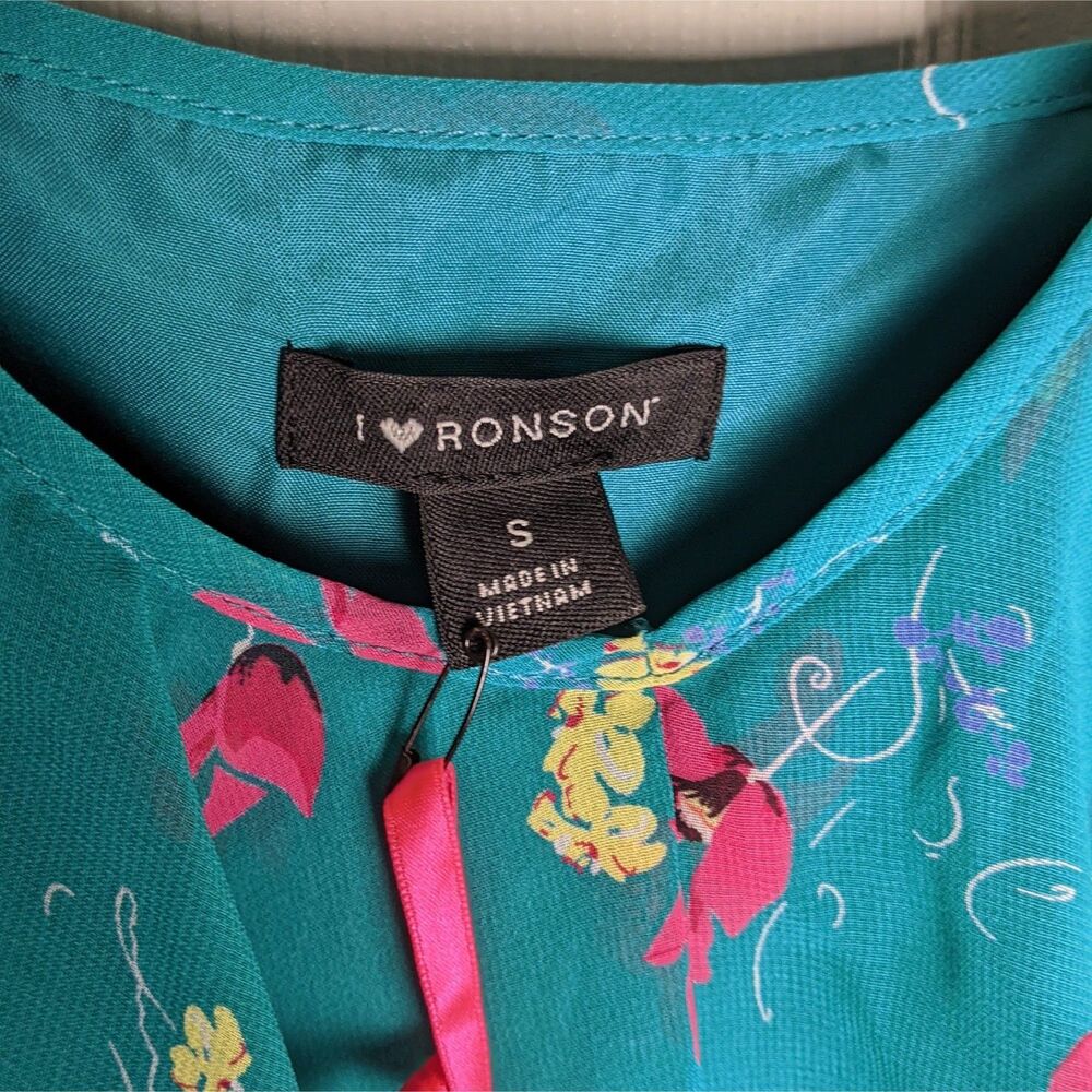 NWT Romantic Floral Maxi Dress Teal | Cottagecore Boho Sundress Pockets Slit - Picture 3 of 15